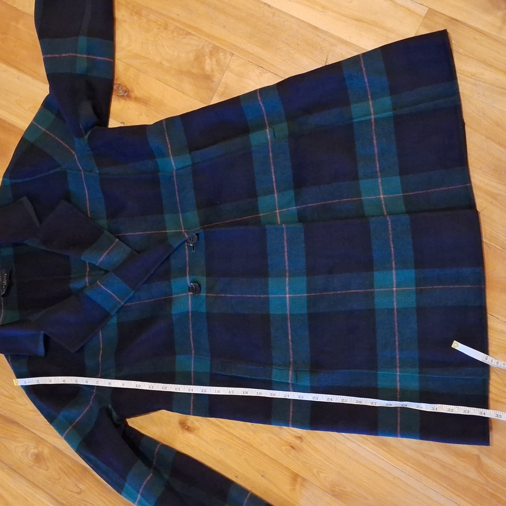 NWOT Talbots Double Face Wool Blend Tartan Coat Blue Green Size 12 Petite - Picture 14 of 14